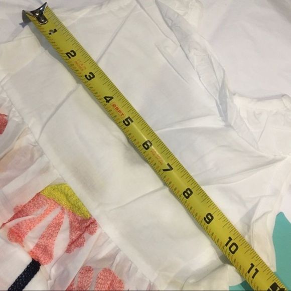 Cotton Dress With Embroidered Flowers Ruffle Collar Large Bow at Small of Back - Picture 3 of 8